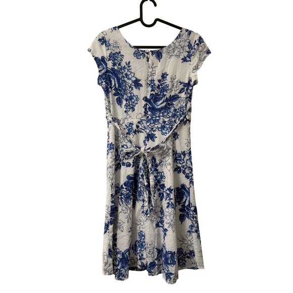 VTG Jody California White Blue Floral Swiss Dot Empire Babydoll Dress Size 5/6 - Picture 4 of 6